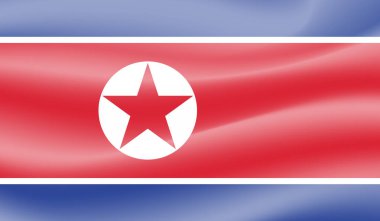 Kuzey Kore bayrağı sallanan grunge desenli. Vektör arkaplanı.