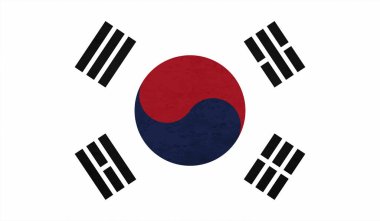 Güney Kore 'nin grunge desenli çizilmiş bayrağı. Vektör tasarımı.