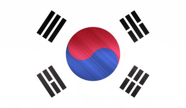 Güney Kore 'nin grunge desenli çizilmiş bayrağı. Vektör tasarımı.