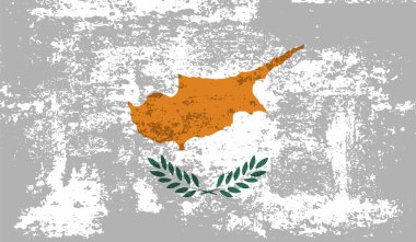 Beyaz arka planda Kıbrıs grunge bayrağı var. Vektör illüstrasyonu.