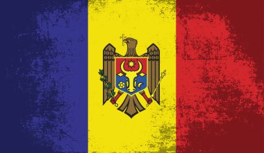 Dalgalı ipek kumaş arka plan panoramasına Moldova bayrağı - illüstrasyon