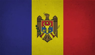 Dalgalı ipek kumaş arka plan panoramasına Moldova bayrağı - illüstrasyon