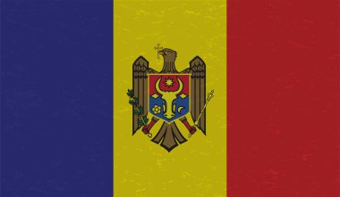 Dalgalı ipek kumaş arka plan panoramasına Moldova bayrağı - illüstrasyon