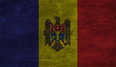 Dalgalı ipek kumaş arka plan panoramasına Moldova bayrağı - illüstrasyon