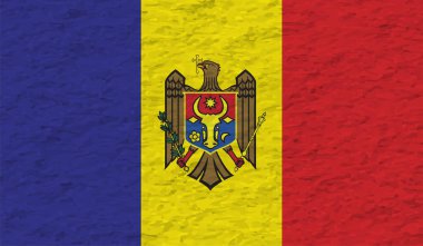 Dalgalı ipek kumaş arka plan panoramasına Moldova bayrağı - illüstrasyon