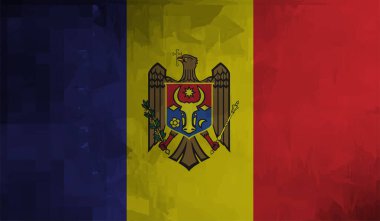 Dalgalı ipek kumaş arka plan panoramasına Moldova bayrağı - illüstrasyon