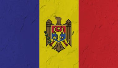 Dalgalı ipek kumaş arka plan panoramasına Moldova bayrağı - illüstrasyon