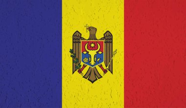 Dalgalı ipek kumaş arka plan panoramasına Moldova bayrağı - illüstrasyon