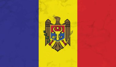 Dalgalı ipek kumaş arka plan panoramasına Moldova bayrağı - illüstrasyon