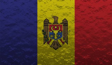 Dalgalı ipek kumaş arka plan panoramasına Moldova bayrağı - illüstrasyon