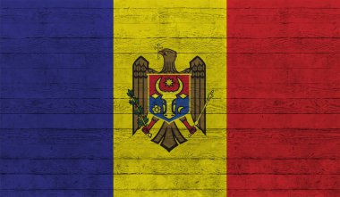 Dalgalı ipek kumaş arka plan panoramasına Moldova bayrağı - illüstrasyon