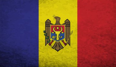 Dalgalı ipek kumaş arka plan panoramasına Moldova bayrağı - illüstrasyon