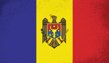 Dalgalı ipek kumaş arka plan panoramasına Moldova bayrağı - illüstrasyon