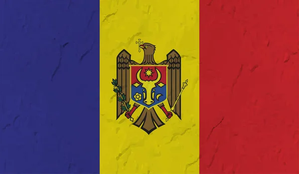 Moldawien Flagge Auf Welligem Seidenstoff Hintergrundpanorama Illustration — Stockvektor
