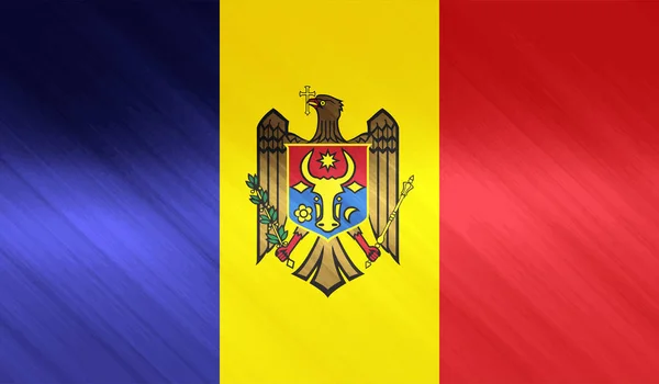 Moldavsko Země Vlajky Vlnité Hedvábí Tkaniny Pozadí Panorama Ilustrace — Stockový vektor