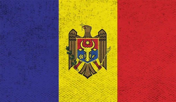 Dalgalı Ipek Kumaş Arka Plan Panoramasına Moldova Bayrağı Illüstrasyon — Stok Vektör