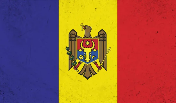 Dalgalı Ipek Kumaş Arka Plan Panoramasına Moldova Bayrağı Illüstrasyon — Stok Vektör