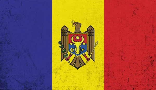 Mołdawia Flaga Kraju Falistej Jedwabnej Tkaninie Tło Panorama Ilustracja — Wektor stockowy