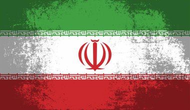 Buruşmuş kağıt ve grunge efektiyle İran bayrağı