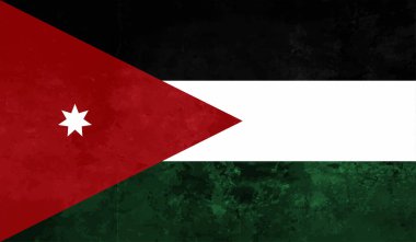 Ürdün ülkesinin parlak arka planlı yaratıcı grunge bayrağı