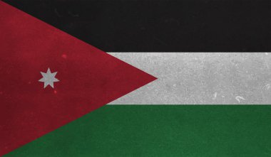 Ürdün ülkesinin parlak arka planlı yaratıcı grunge bayrağı