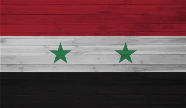 Suriye bayrağı sallanan grunge desenli. Vektör arkaplanı.