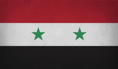 Suriye bayrağı sallanan grunge desenli. Vektör arkaplanı.