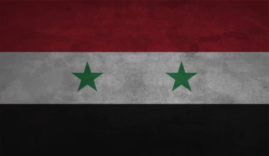 Suriye bayrağı sallanan grunge desenli. Vektör arkaplanı.