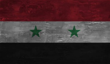 Suriye bayrağı sallanan grunge desenli. Vektör arkaplanı.