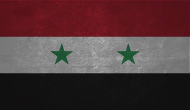 Suriye bayrağı sallanan grunge desenli. Vektör arkaplanı.