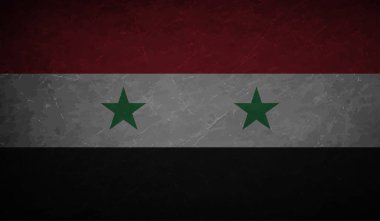 Suriye bayrağı sallanan grunge desenli. Vektör arkaplanı.