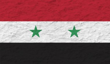 Suriye bayrağı sallanan grunge desenli. Vektör arkaplanı.
