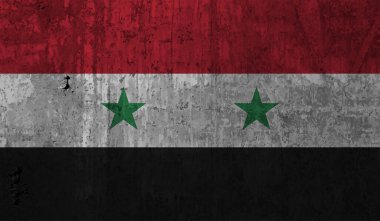 Suriye bayrağı sallanan grunge desenli. Vektör arkaplanı.