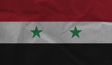 Suriye bayrağı sallanan grunge desenli. Vektör arkaplanı.