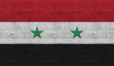 Suriye bayrağı sallanan grunge desenli. Vektör arkaplanı.
