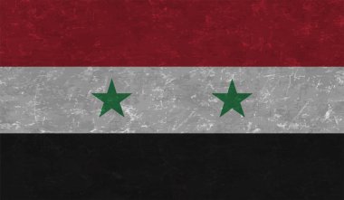 Suriye bayrağı sallanan grunge desenli. Vektör arkaplanı.