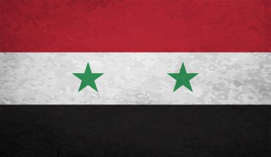 Suriye bayrağı sallanan grunge desenli. Vektör arkaplanı.