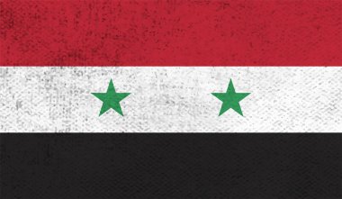 Suriye bayrağı sallanan grunge desenli. Vektör arkaplanı.