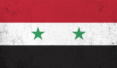 Suriye bayrağı sallanan grunge desenli. Vektör arkaplanı.