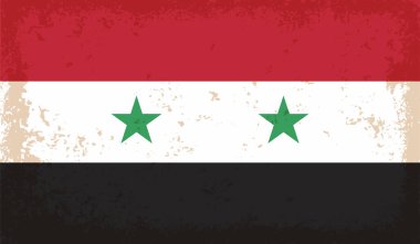 Suriye bayrağı sallanan grunge desenli. Vektör arkaplanı.
