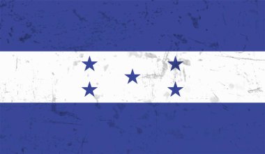 Honduras bayrağı ve sallanan grunge deseni. Vektör arkaplanı.