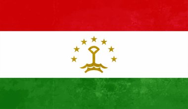 Tacikistan bayrağı ve sallanan grunge deseni. Vektör arkaplanı.