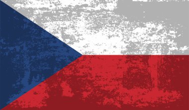 Sallanan grunge desenli Çek Cumhuriyeti bayrağı. Vektör arkaplanı.
