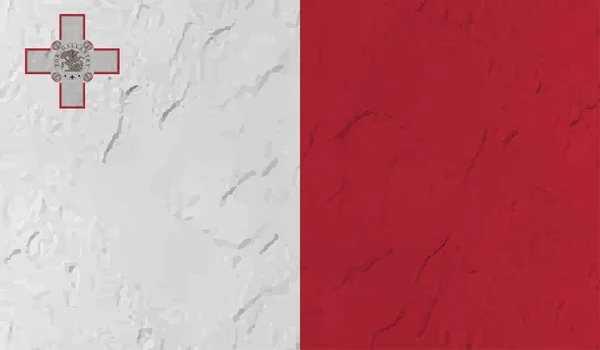 Bandeira Malta Com Textura Grunge Ondulante Fundo Vetorial —  Vetores de Stock