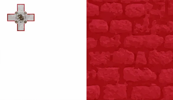 Bandeira Malta Com Textura Grunge Ondulante Fundo Vetorial —  Vetores de Stock