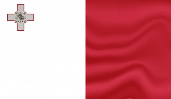 Malta Vlag Met Golvende Grunge Textuur Vectorachtergrond — Stockvector