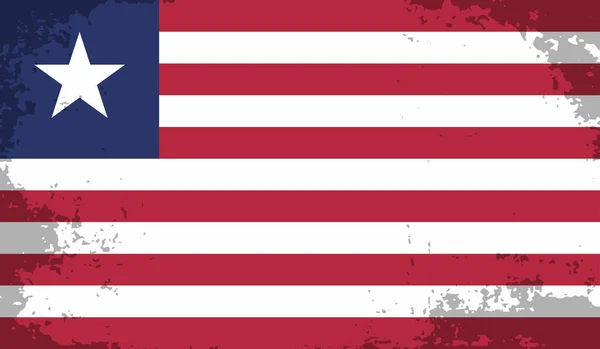 Republiken Liberia Flagga Skapas Grunge Färg Stil — Stock vektor
