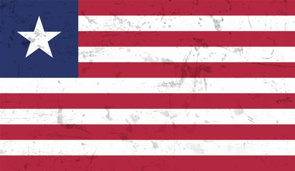 Republiken Liberia Flagga Skapas Grunge Färg Stil — Stock vektor