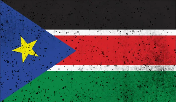 Jižní Súdán Národní Vlajka Vytvořena Stylu Grunge Paint — Stockový vektor