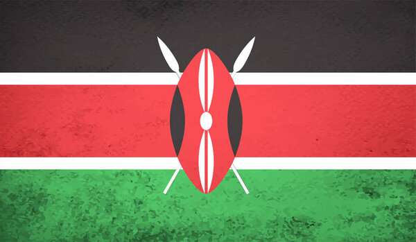 Кенийский гранж-флаг. Векторная иллюстрация. Эффект гранжа можно легко очистить.